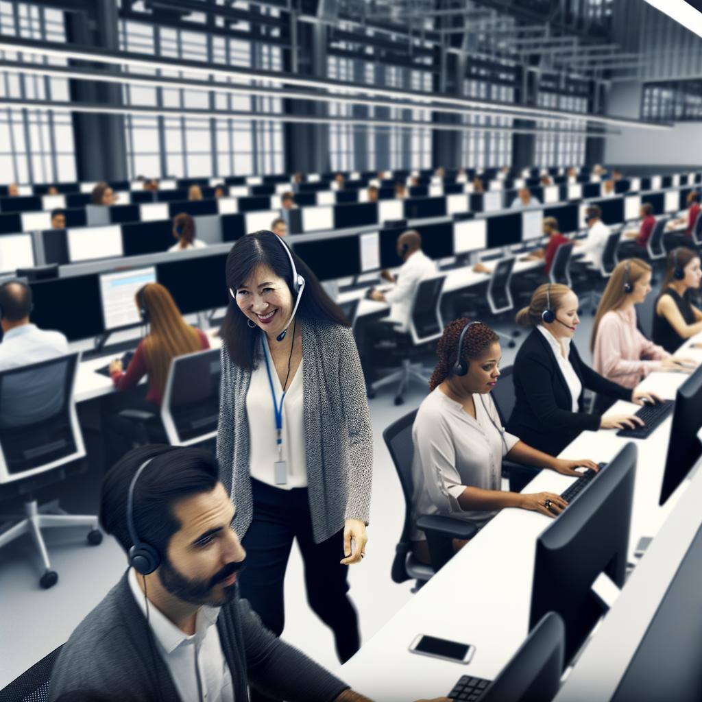 a picture of a busy call center