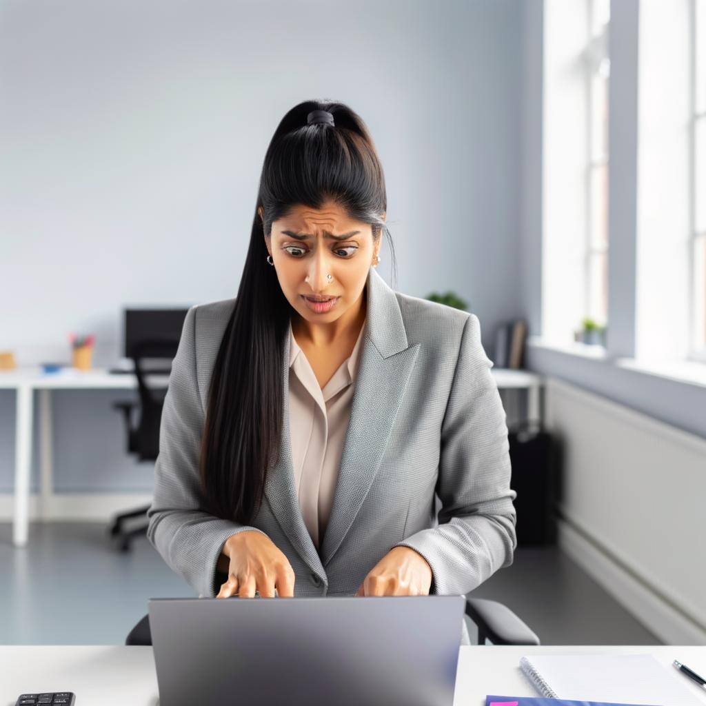 New employee at their desk trying to get their laptop working